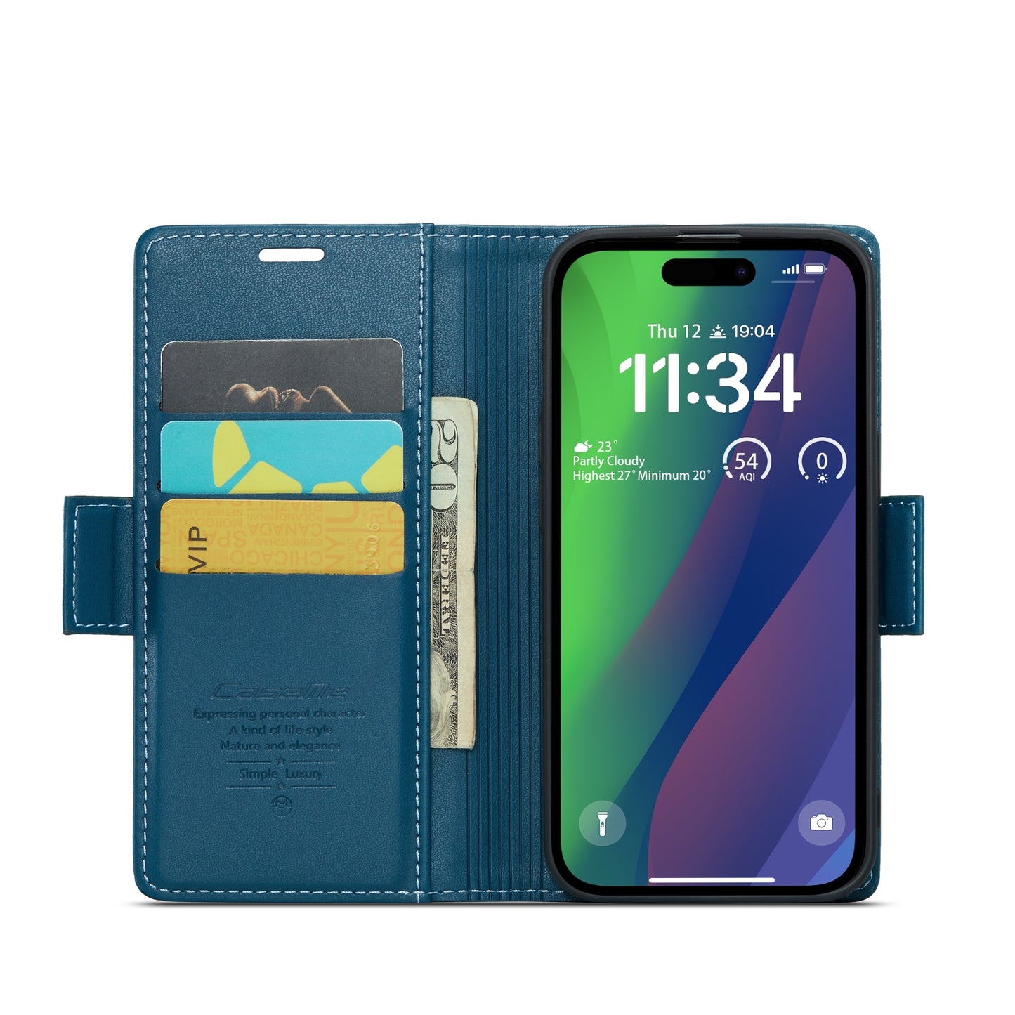 iPhone 15 Plus Leather Wallet Case - RFID Blocking, Stand Function, Card Slots