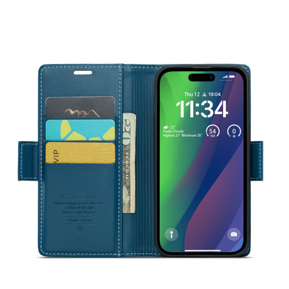 iPhone 15 Plus Leather Wallet Case - RFID Blocking, Stand Function, Card Slots
