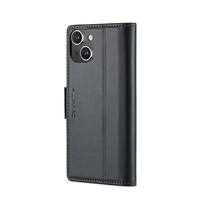 iPhone 15 Leather Wallet Case - RFID Blocking, Stand Function, Card Slots