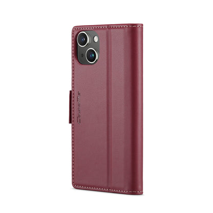 iPhone 15 Leather Wallet Case - RFID Blocking, Stand Function, Card Slots