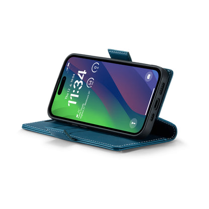 iPhone 15 Leather Wallet Case - RFID Blocking, Stand Function, Card Slots