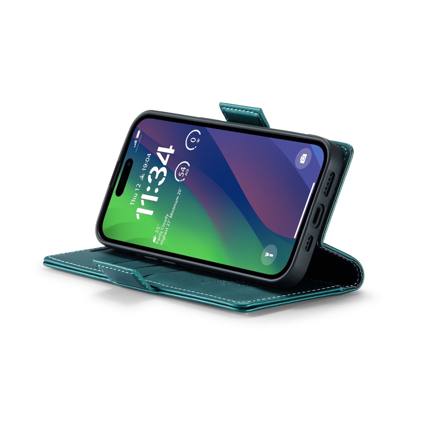 iPhone 15 Leather Wallet Case - RFID Blocking, Stand Function, Card Slots