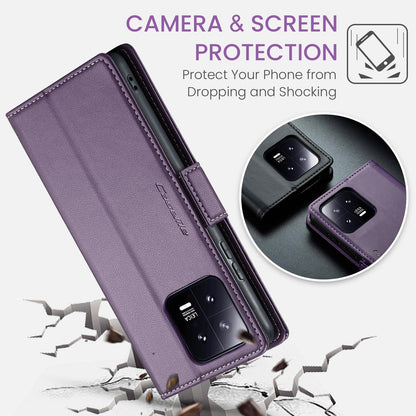 Xiaomi 13 Leather Wallet Case - RFID Blocking, Stand Function, Card Slots