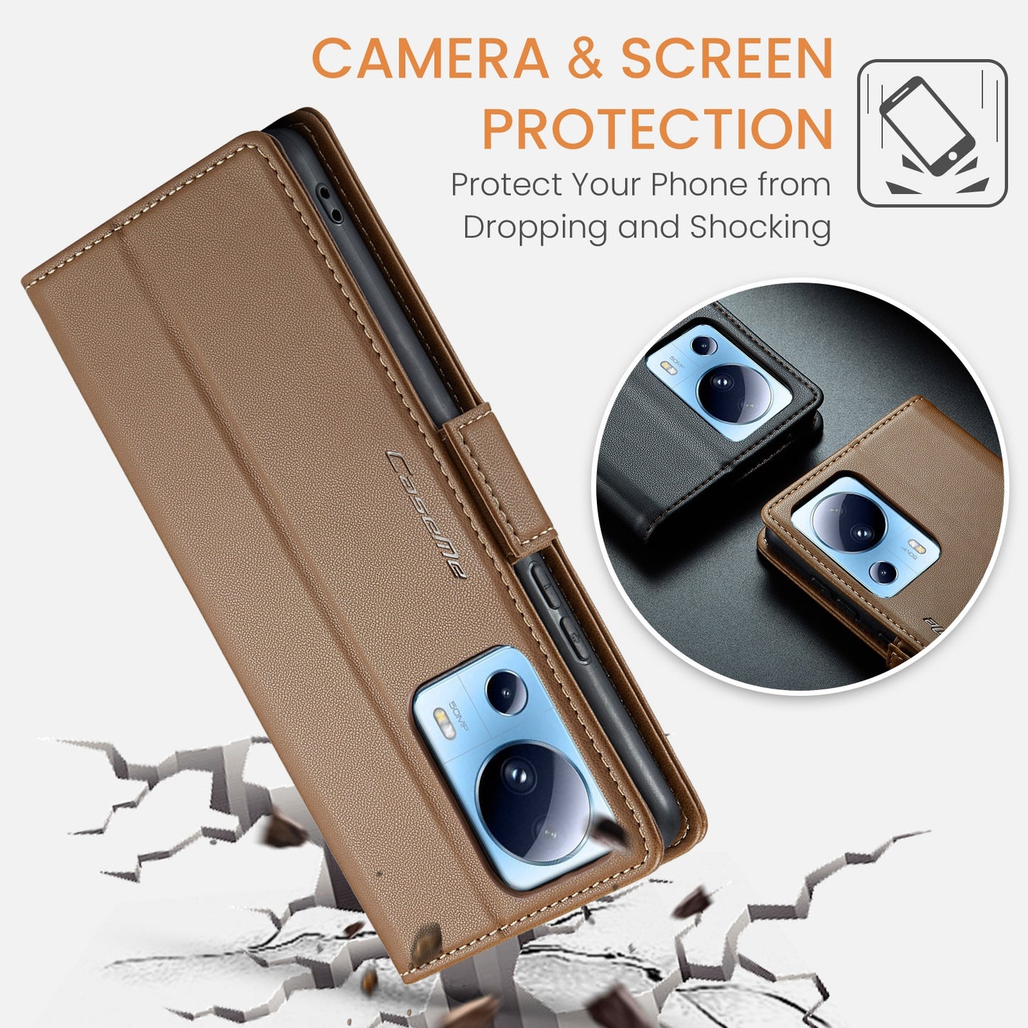 Xiaomi 13 Lite Leather Wallet Case - RFID Blocking, Stand Function, Card Slots