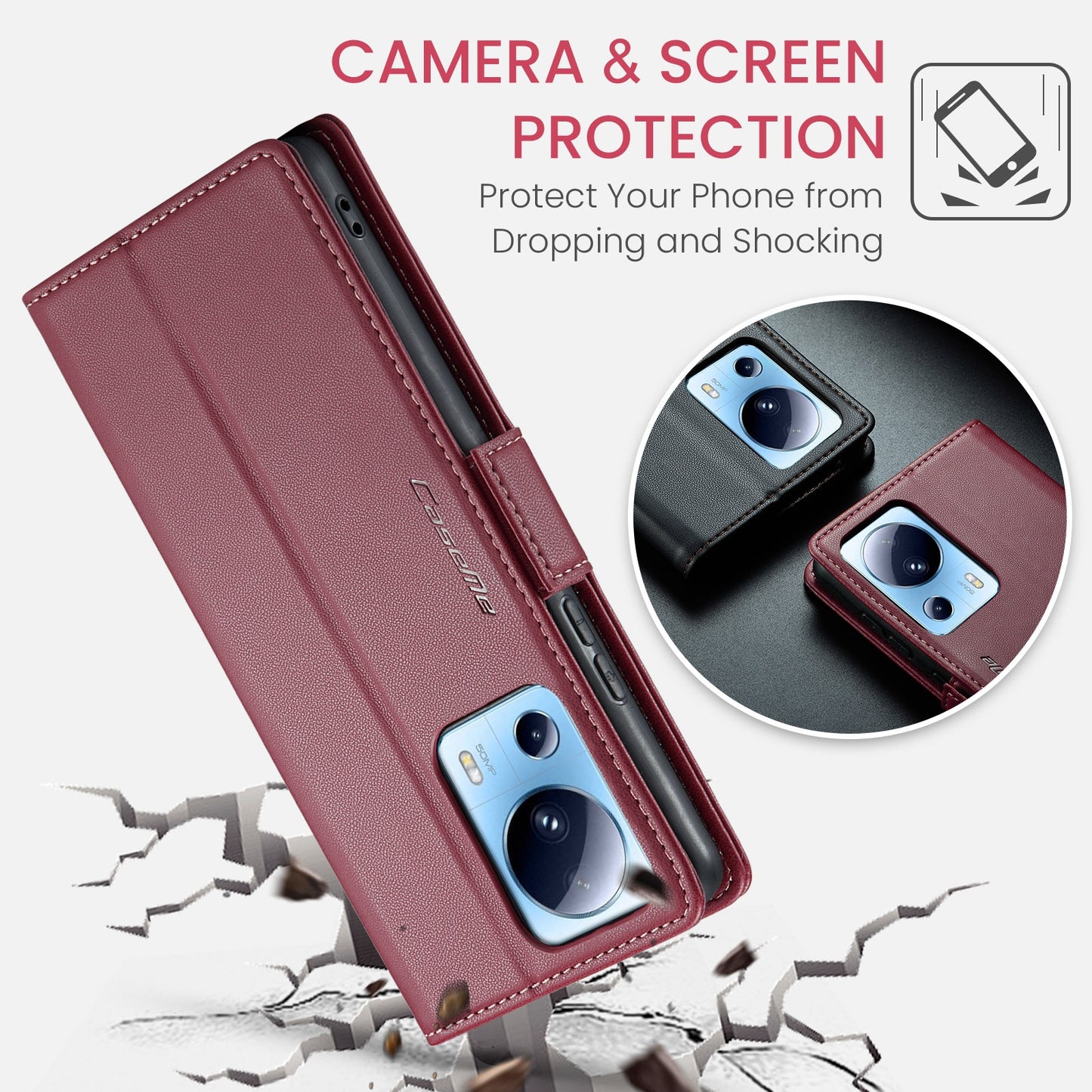 Xiaomi 13 Lite Leather Wallet Case - RFID Blocking, Stand Function, Card Slots
