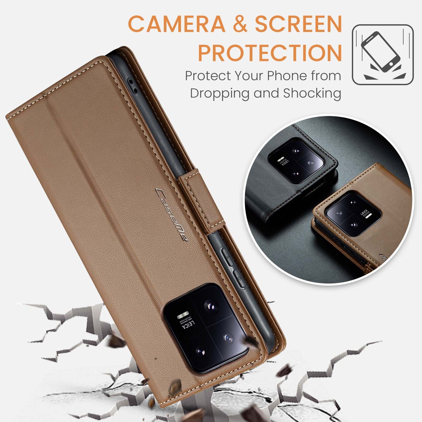 Xiaomi 13 Pro Leather Wallet Case - RFID Blocking, Stand Function, Card Slots