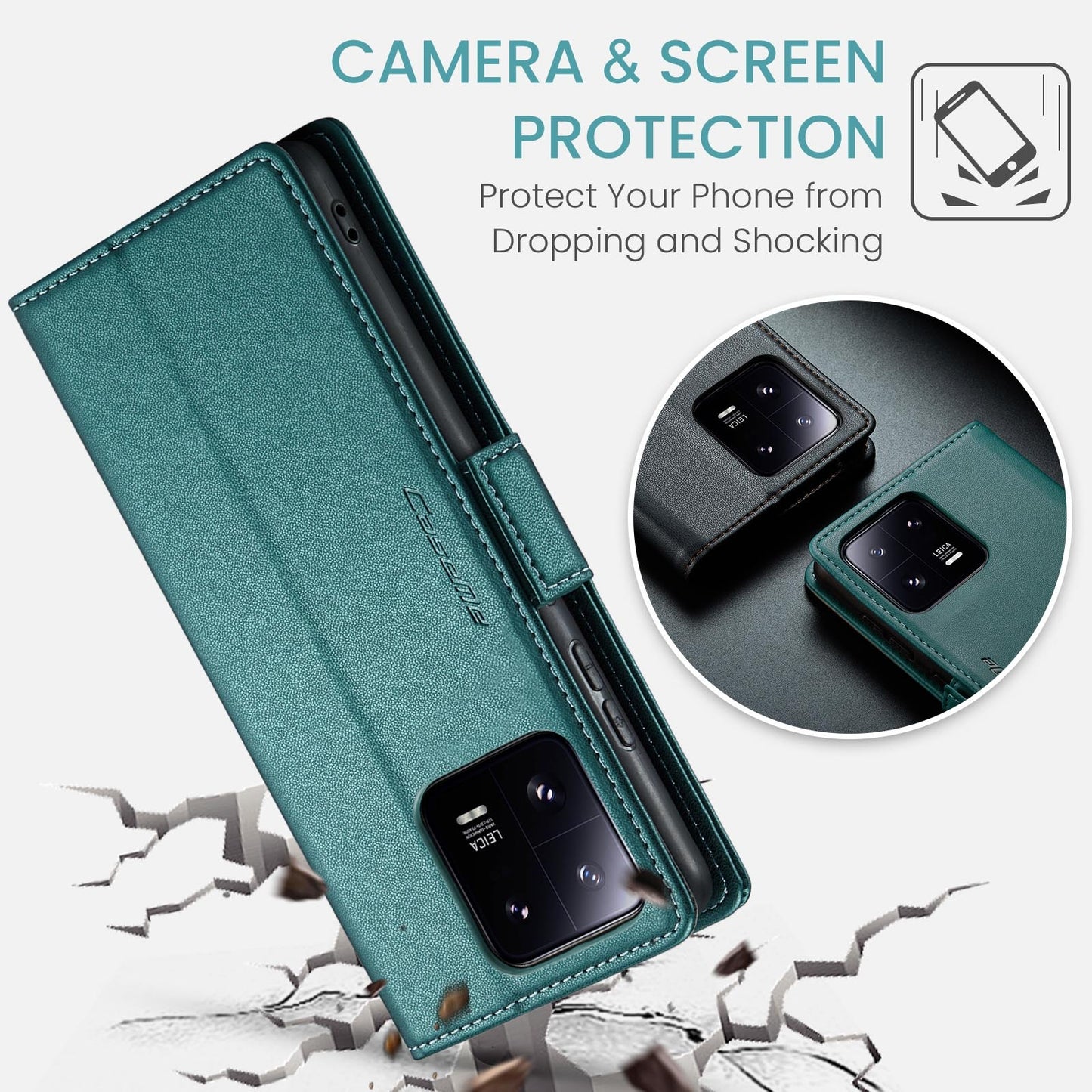 Xiaomi 13 Pro Leather Wallet Case - RFID Blocking, Stand Function, Card Slots