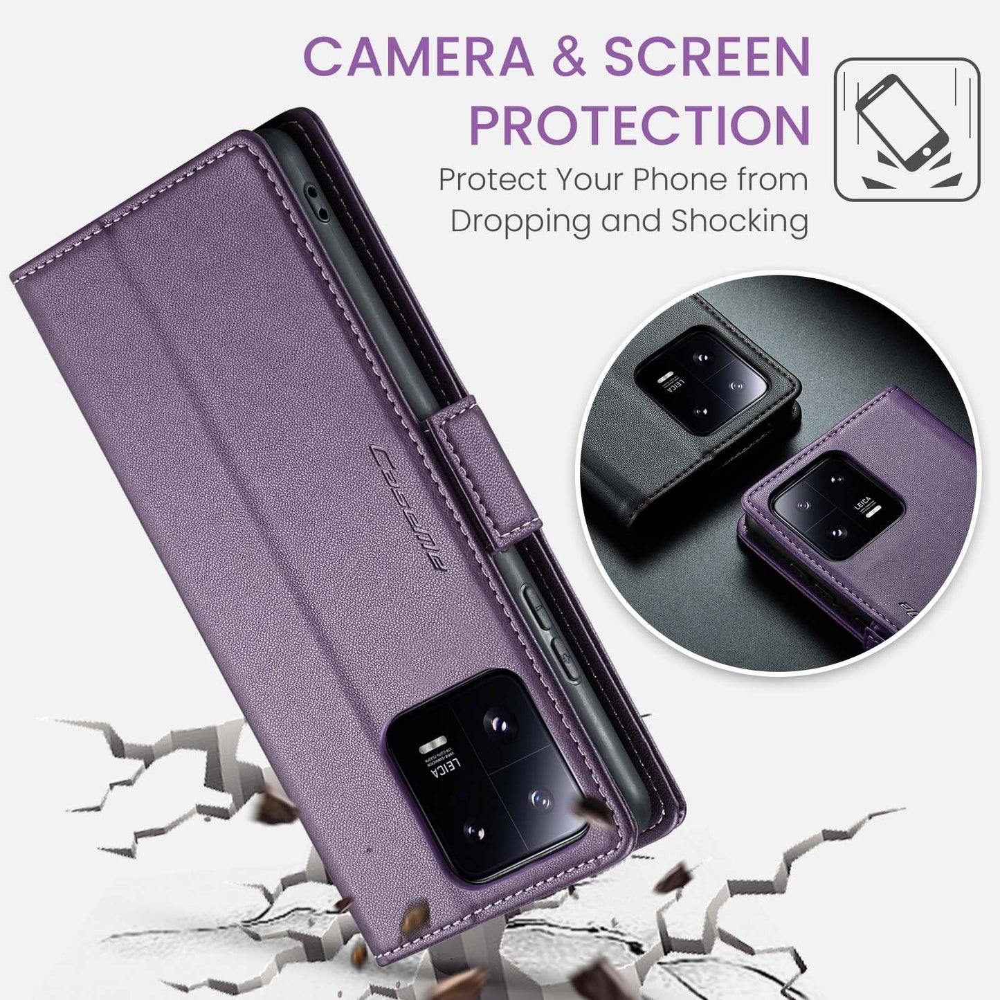 Xiaomi 13 Pro Leather Wallet Case - RFID Blocking, Stand Function, Card Slots