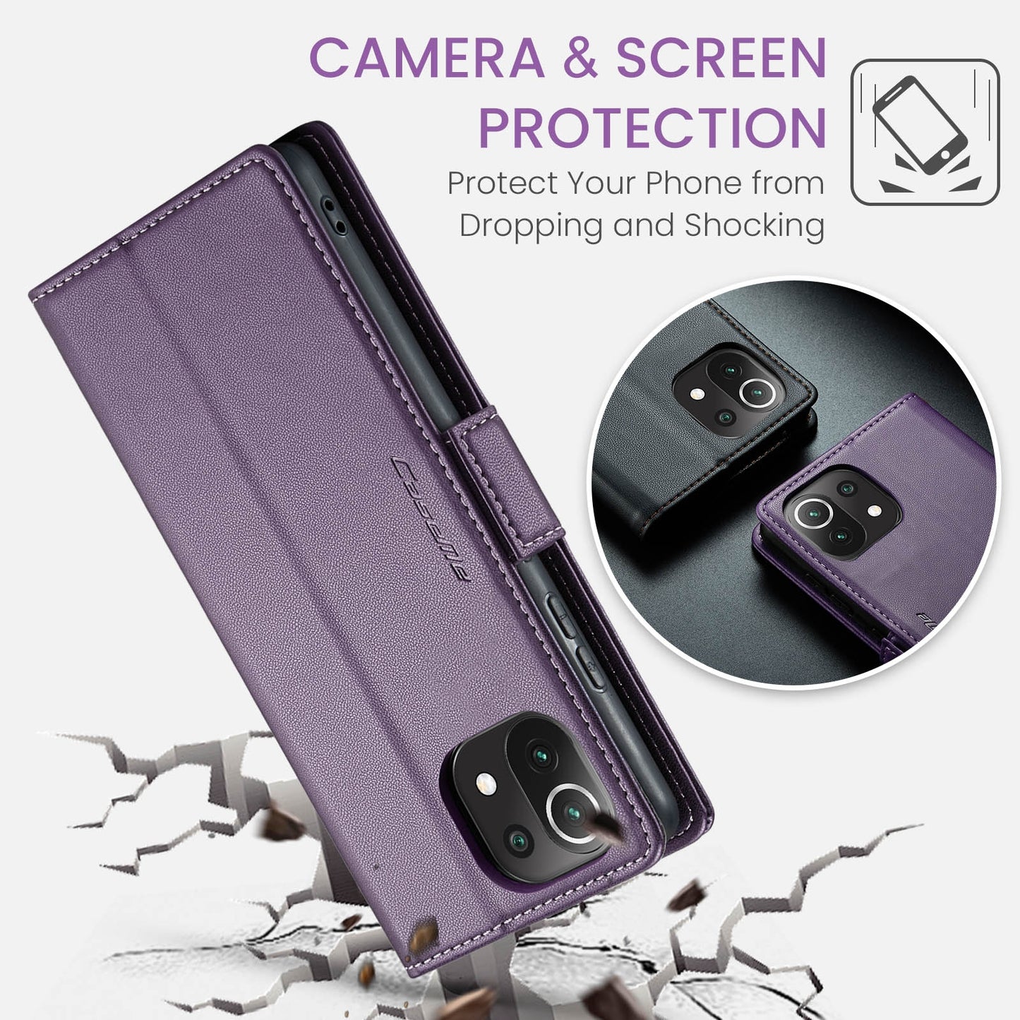 Xiaomi Mi 11 Lite Leather Wallet Case - RFID Blocking, Stand Function, Card Slots