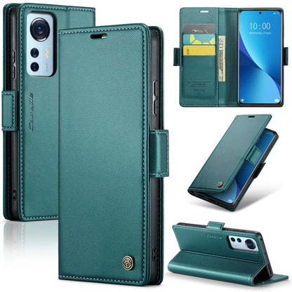 Xiaomi 12/12X/12S Leather Wallet Case - RFID Blocking, Stand Function, Card Slots