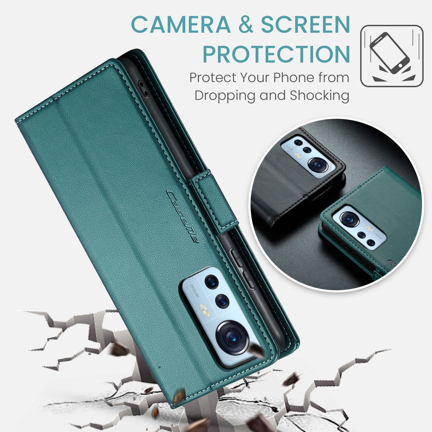 Xiaomi 12/12X/12S Leather Wallet Case - RFID Blocking, Stand Function, Card Slots