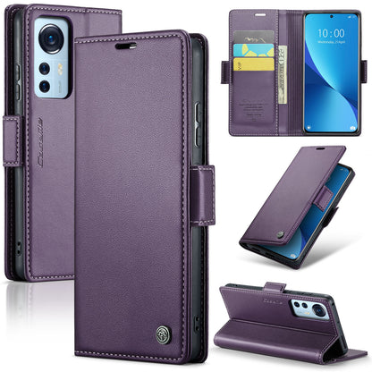Xiaomi 12/12X/12S Leather Wallet Case - RFID Blocking, Stand Function, Card Slots