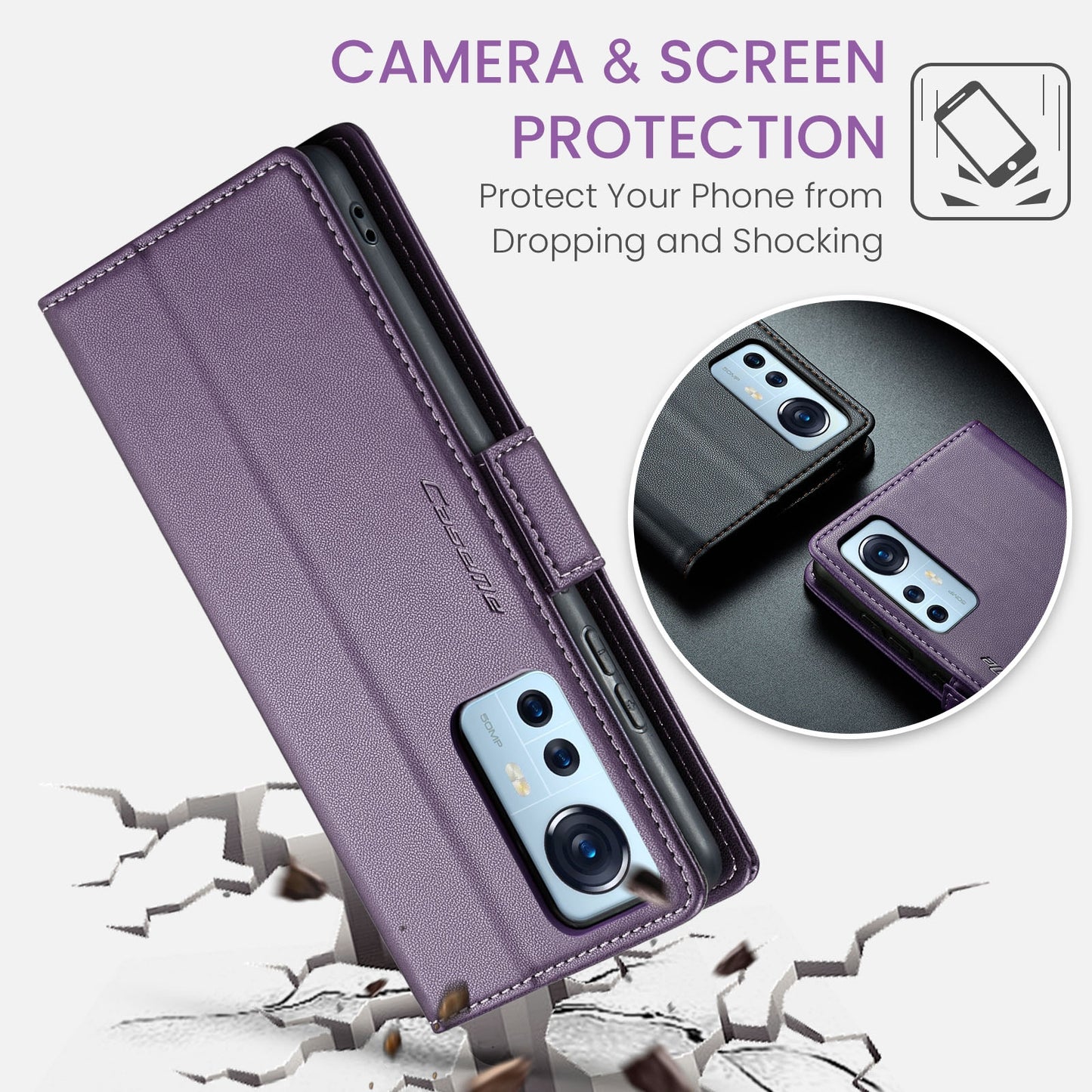 Xiaomi 12/12X/12S Leather Wallet Case - RFID Blocking, Stand Function, Card Slots