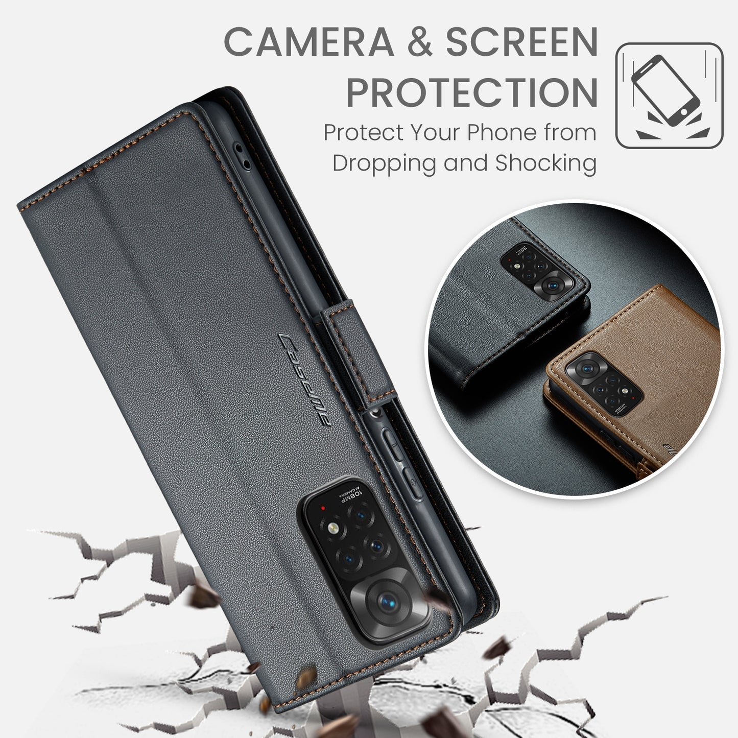 Xiaomi Redmi Note 11 4G Leather Wallet Case - RFID Blocking, Stand Function, Card Slots