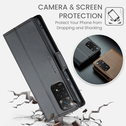 Xiaomi Redmi Note 11 4G Leather Wallet Case - RFID Blocking, Stand Function, Card Slots