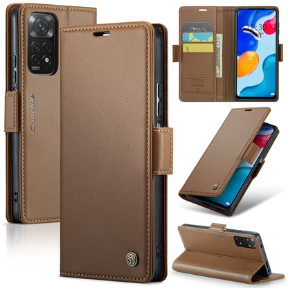 Xiaomi Redmi Note 11 4G Leather Wallet Case - RFID Blocking, Stand Function, Card Slots