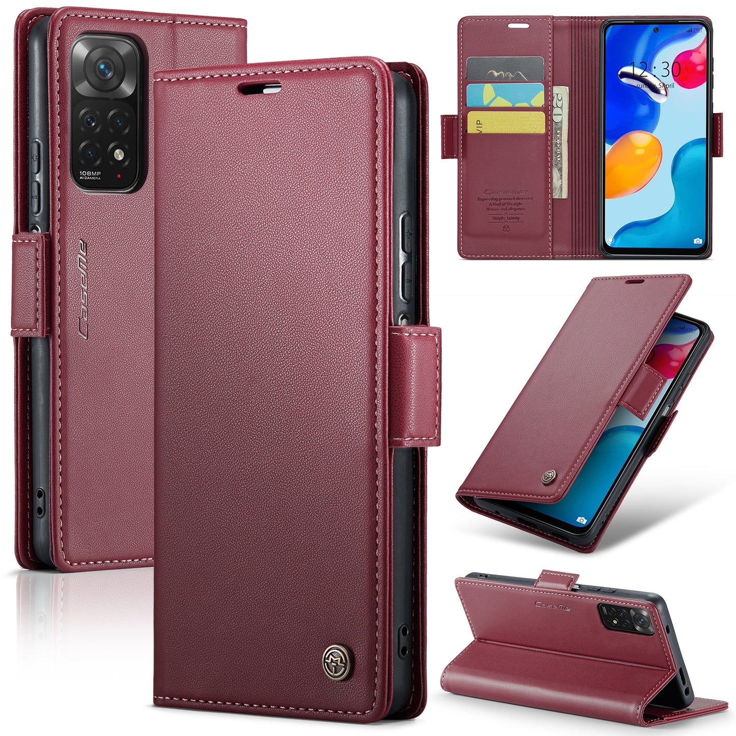 Xiaomi Redmi Note 11 4G Leather Wallet Case - RFID Blocking, Stand Function, Card Slots