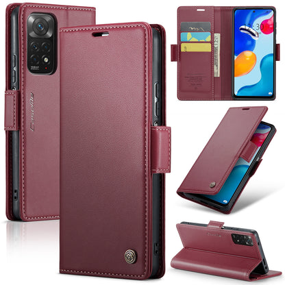 Xiaomi Redmi Note 11 4G Leather Wallet Case - RFID Blocking, Stand Function, Card Slots