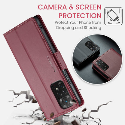 Xiaomi Redmi Note 11 4G Leather Wallet Case - RFID Blocking, Stand Function, Card Slots
