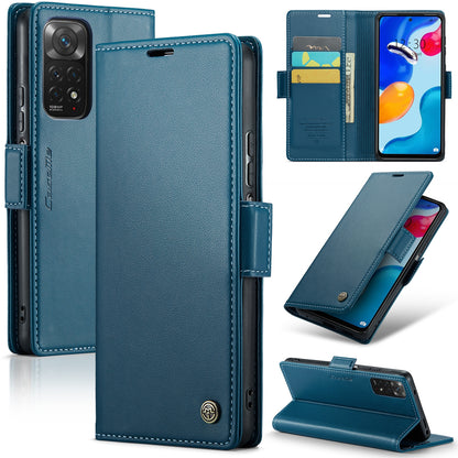 Xiaomi Redmi Note 11 4G Leather Wallet Case - RFID Blocking, Stand Function, Card Slots
