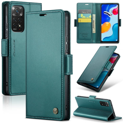 Xiaomi Redmi Note 11 4G Leather Wallet Case - RFID Blocking, Stand Function, Card Slots