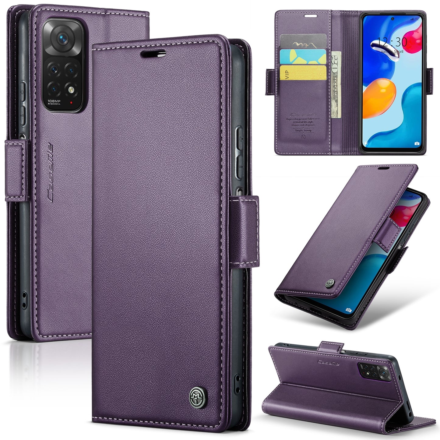 Xiaomi Redmi Note 11 4G Leather Wallet Case - RFID Blocking, Stand Function, Card Slots