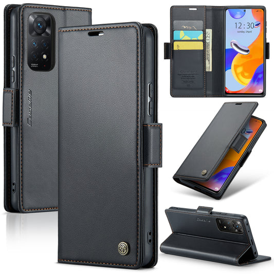 Xiaomi Redmi Note 11 Pro 5G Leather Wallet Case - RFID Blocking, Stand Function, Card Slots