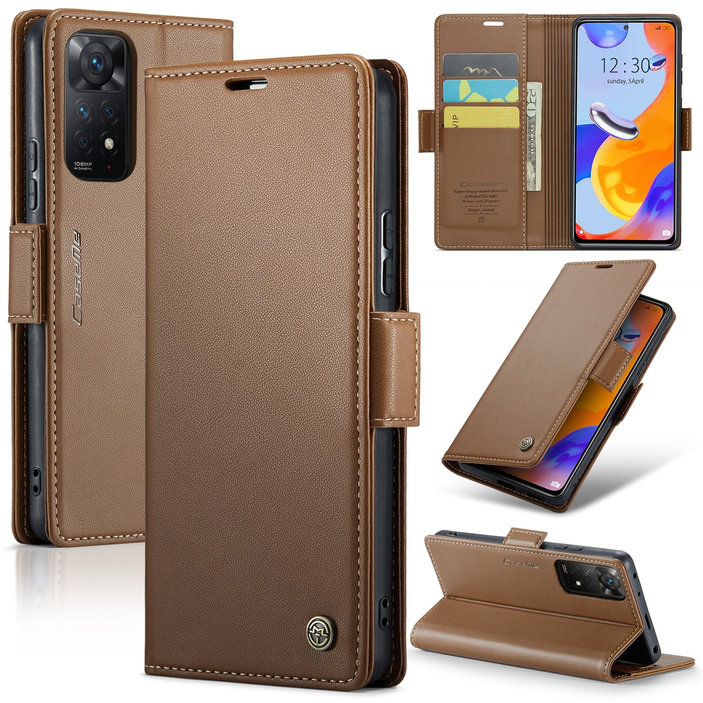 Xiaomi Redmi Note 11 Pro 5G Leather Wallet Case - RFID Blocking, Stand Function, Card Slots