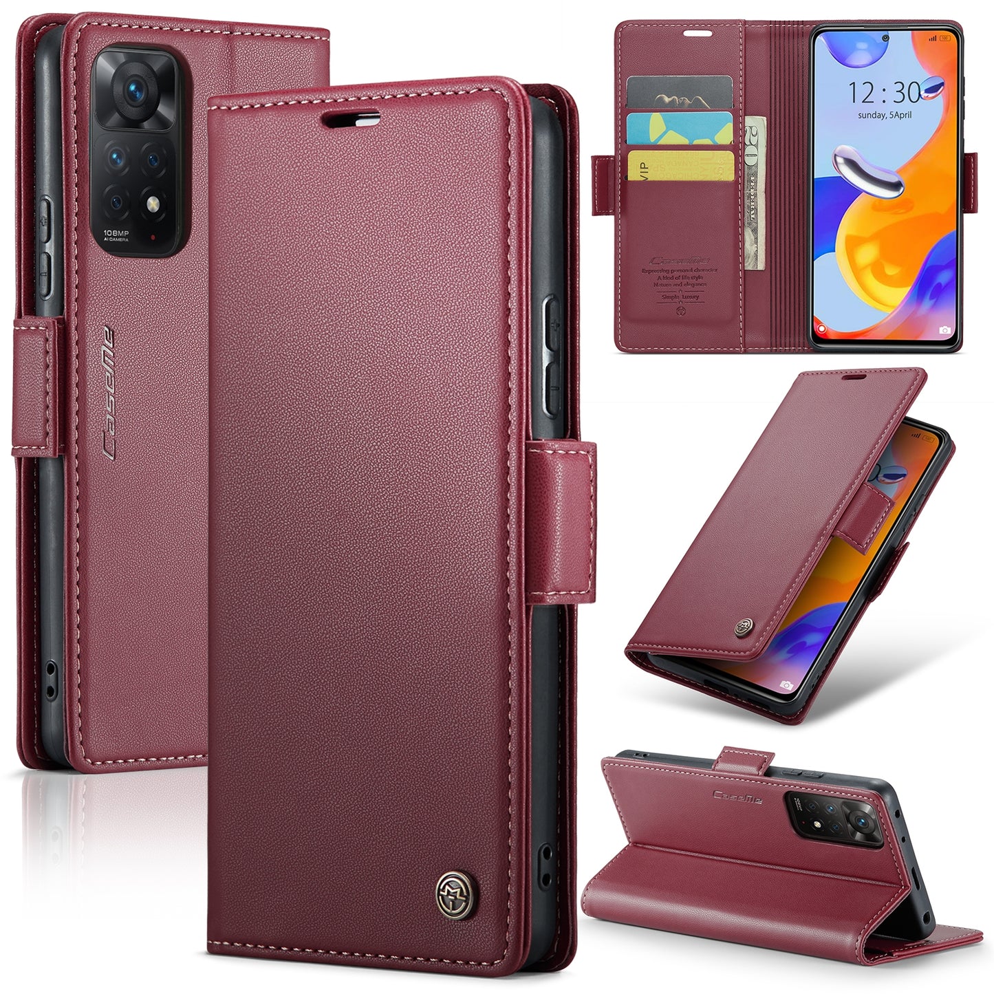 Xiaomi Redmi Note 11 Pro 5G Leather Wallet Case - RFID Blocking, Stand Function, Card Slots