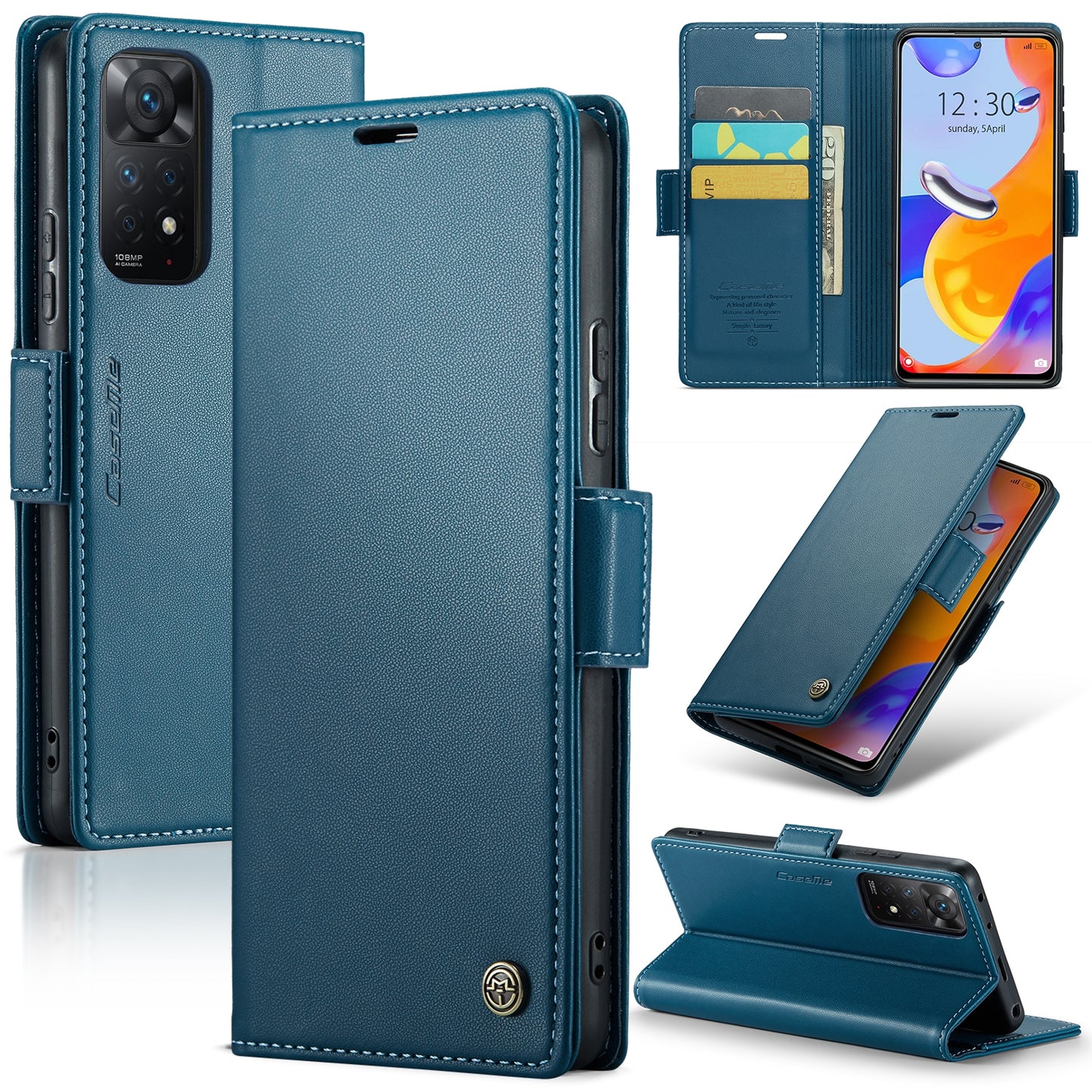 Xiaomi Redmi Note 11 Pro 5G Leather Wallet Case - RFID Blocking, Stand Function, Card Slots