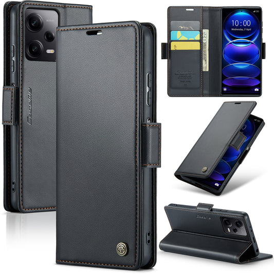 Xiaomi Poco X5 Pro 5G Leather Wallet Case - RFID Blocking, Stand Function, Card Slots