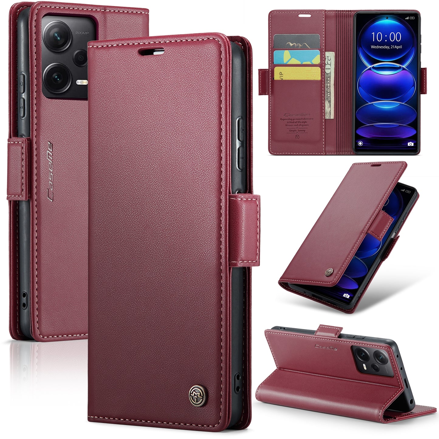 Xiaomi Redmi Note 12 Pro+ 5G Leather Wallet Case - RFID Blocking, Stand Function, Card Slots