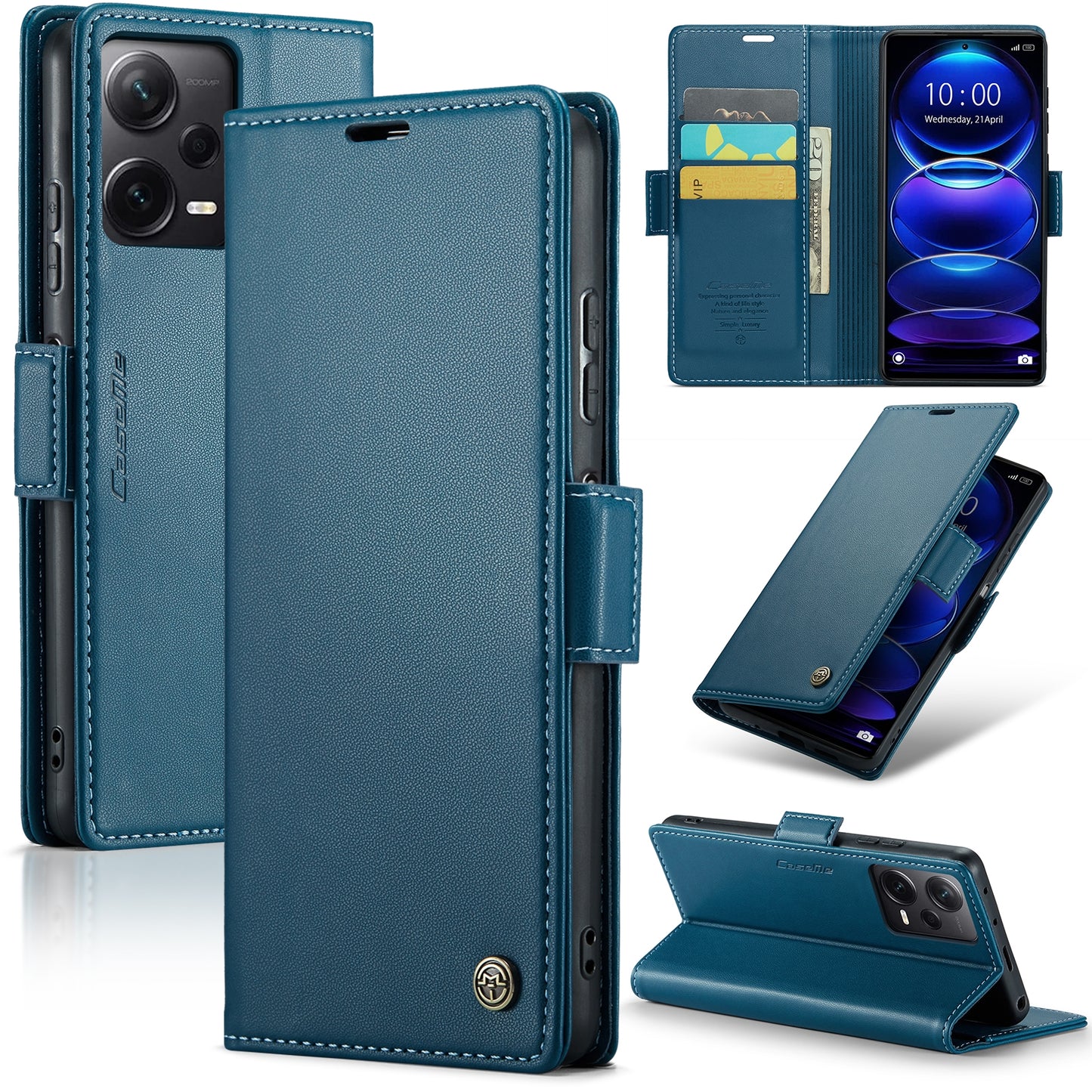 Xiaomi Redmi Note 12 Pro+ 5G Leather Wallet Case - RFID Blocking, Stand Function, Card Slots
