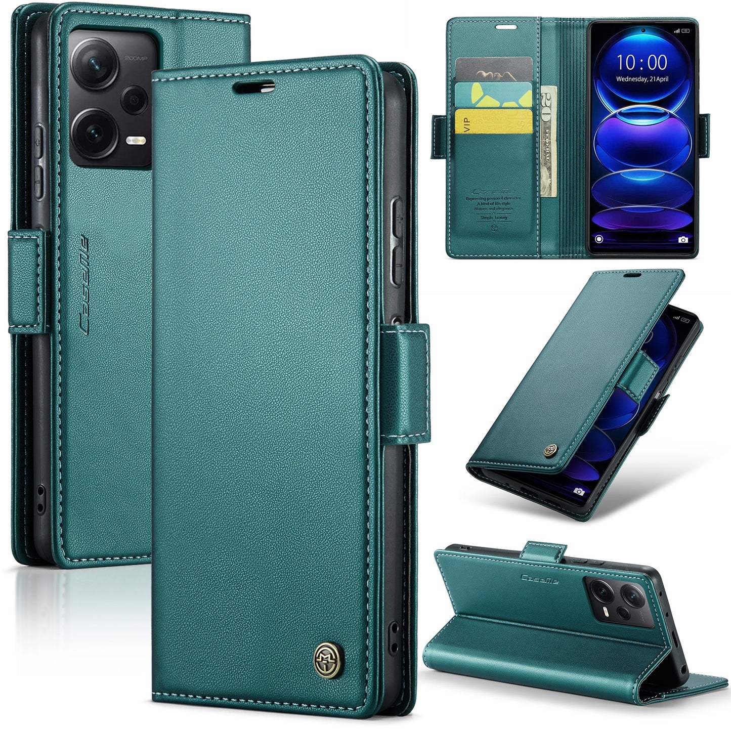 Xiaomi Redmi Note 12 Pro+ 5G Leather Wallet Case - RFID Blocking, Stand Function, Card Slots