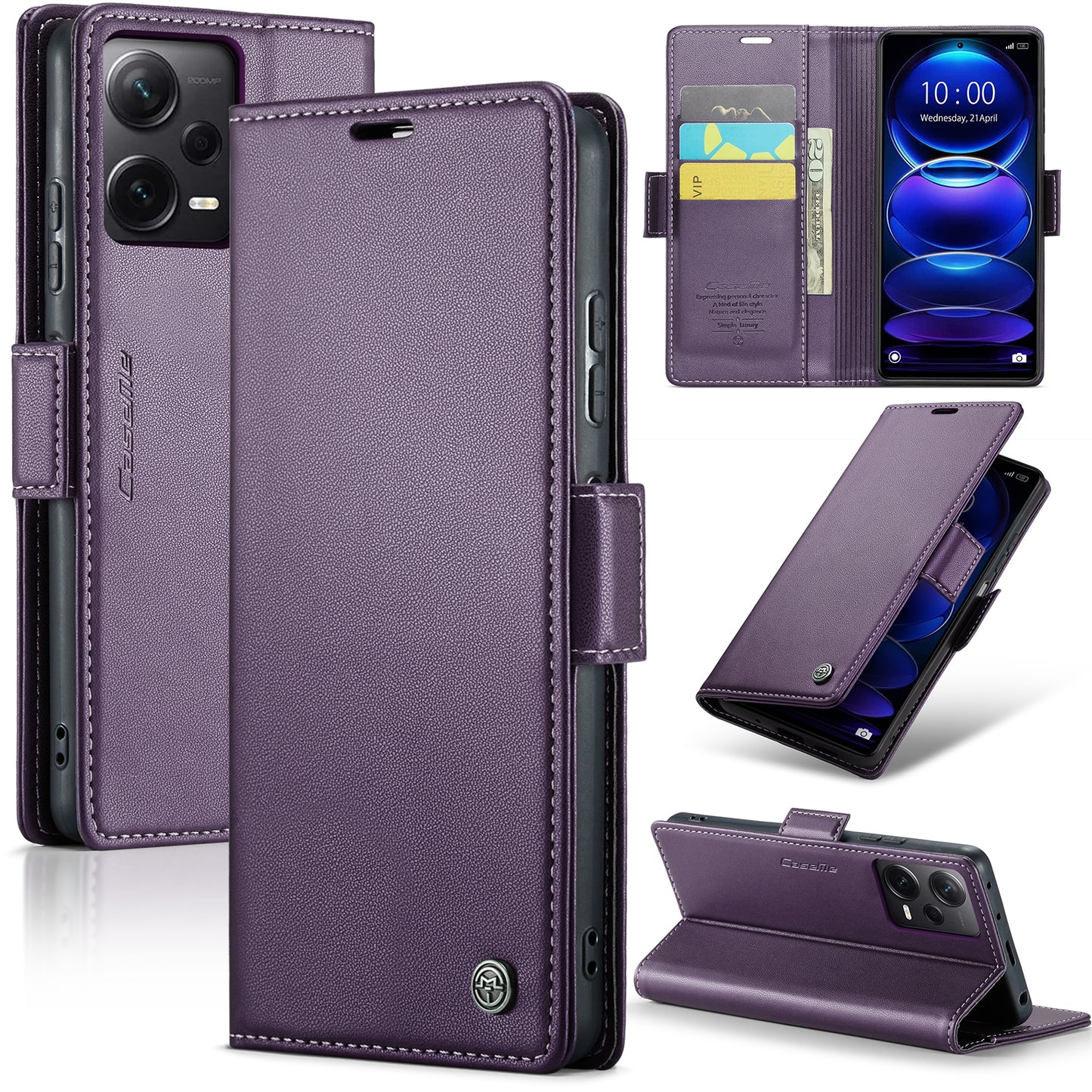 Xiaomi Redmi Note 12 Pro+ 5G Leather Wallet Case - RFID Blocking, Stand Function, Card Slots