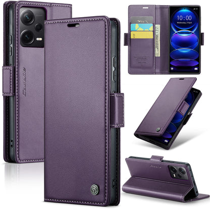 Xiaomi Redmi Note 12 Pro+ 5G Leather Wallet Case - RFID Blocking, Stand Function, Card Slots