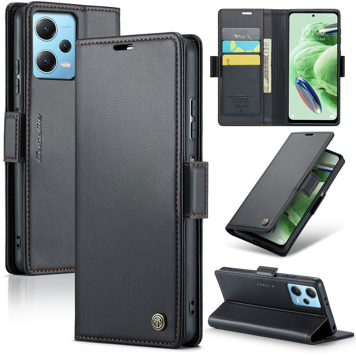 Xiaomi Poco X5 5G Leather Wallet Case - RFID Blocking, Stand Function, Card Slots