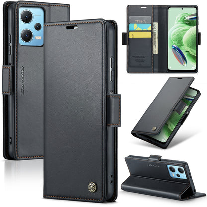 Xiaomi Poco X5 5G Leather Wallet Case - RFID Blocking, Stand Function, Card Slots