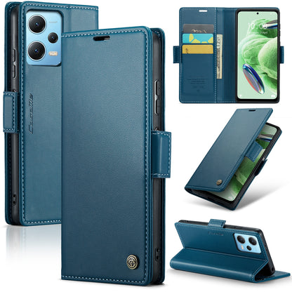 Xiaomi Poco X5 5G Leather Wallet Case - RFID Blocking, Stand Function, Card Slots