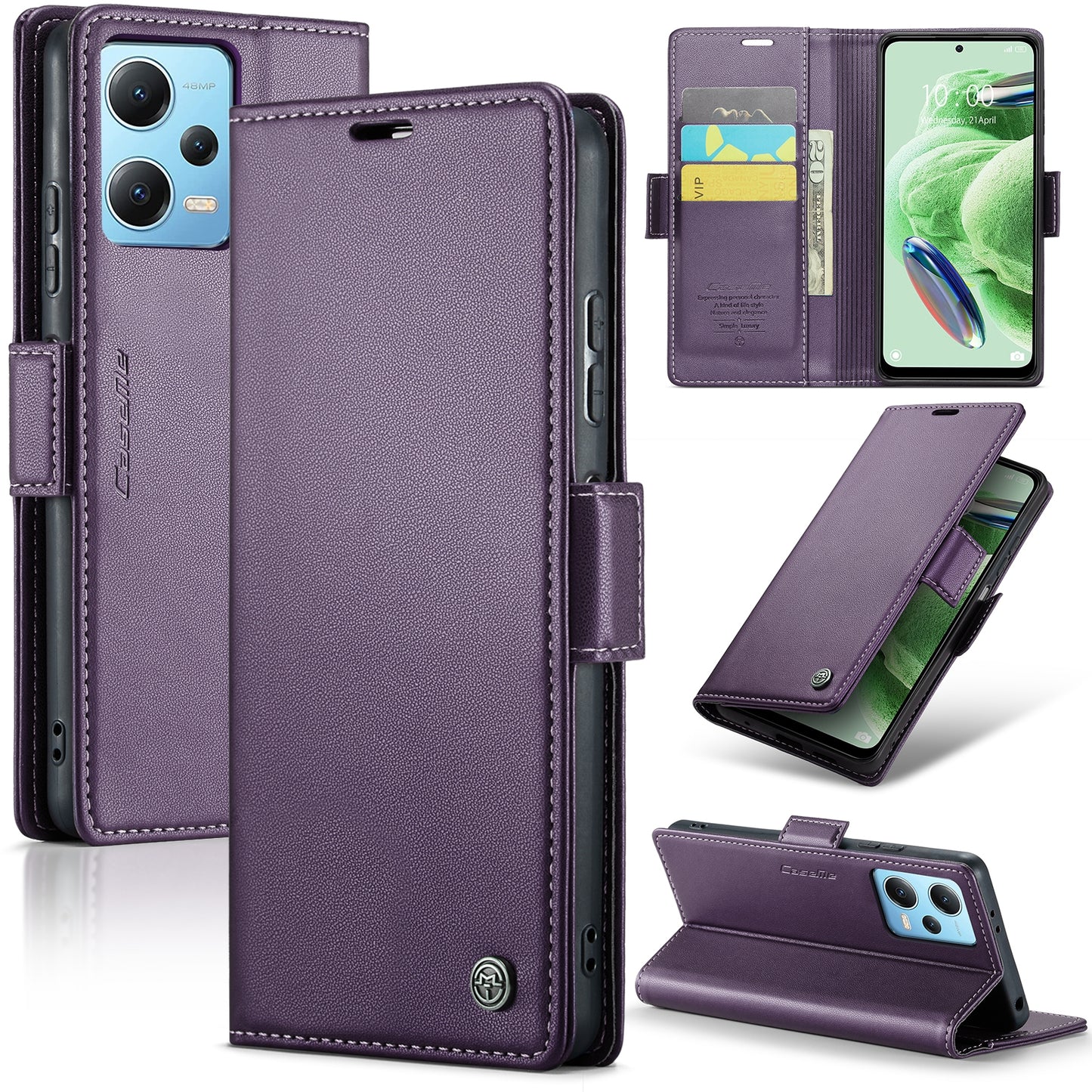 Xiaomi Poco X5 5G Leather Wallet Case - RFID Blocking, Stand Function, Card Slots