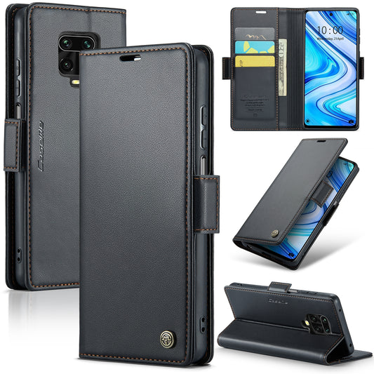 Xiaomi Redmi Note 9 Pro/Note 9 Pro Max Leather Wallet Case - RFID Blocking, Stand Function, Card Slots