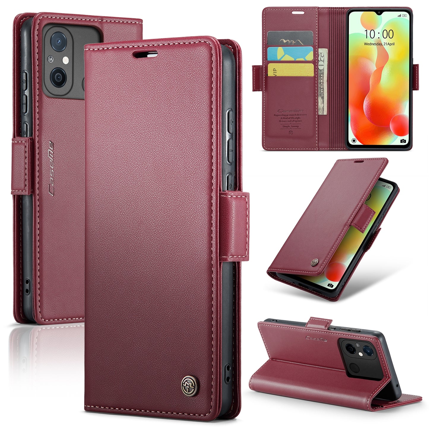 Xiaomi Redmi 12C Leather Wallet Case - RFID Blocking, Stand Function, Card Slots