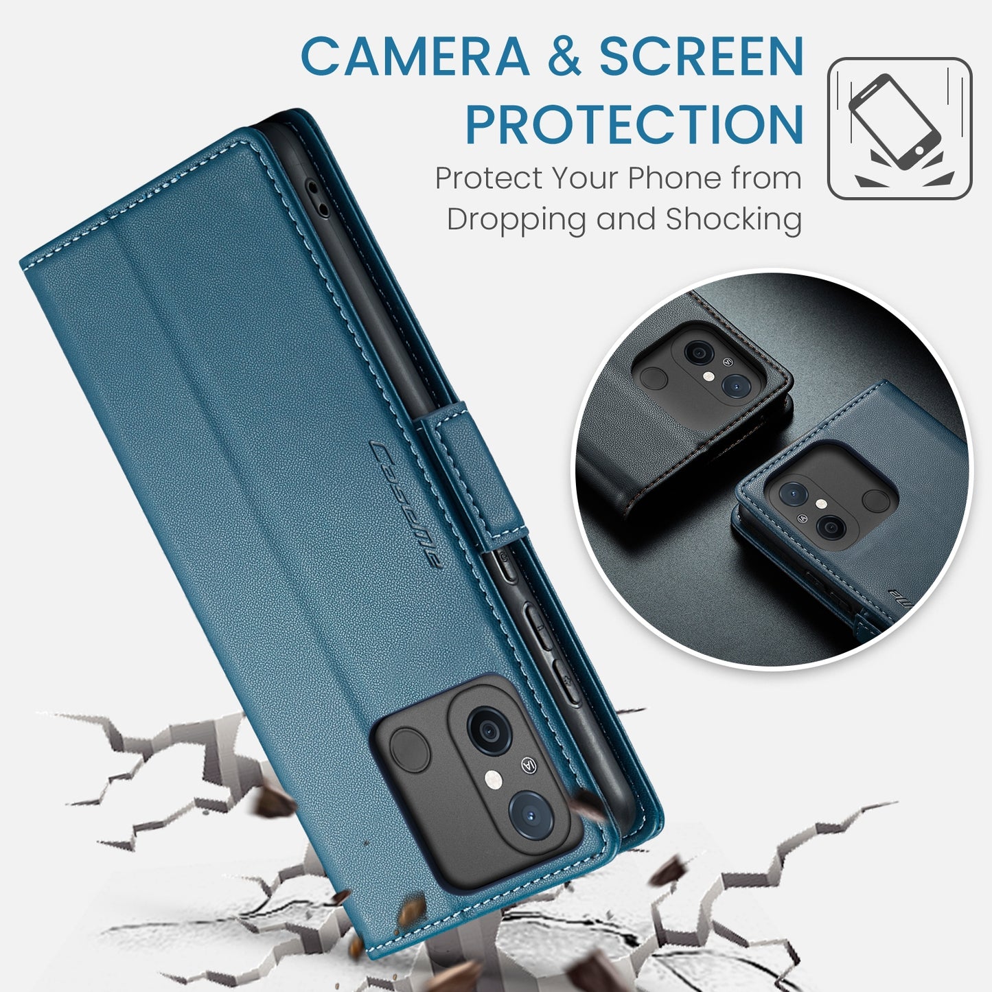 Xiaomi Redmi 12C Leather Wallet Case - RFID Blocking, Stand Function, Card Slots