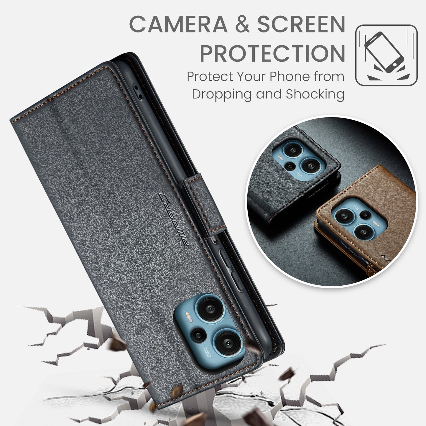 Xiaomi Redmi Note 12 Turbo 5G Leather Wallet Case - RFID Blocking, Stand Function, Card Slots