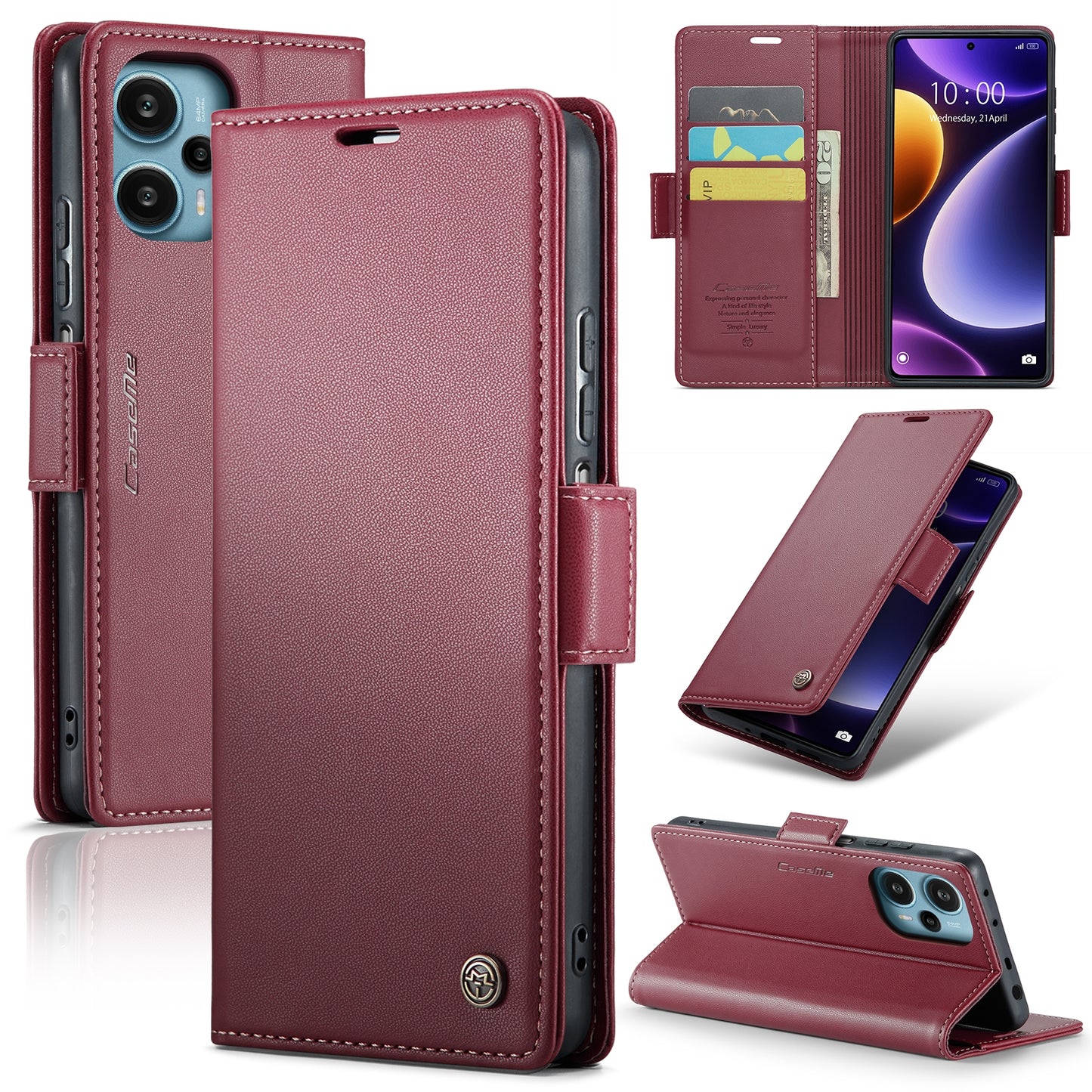 Xiaomi Redmi Note 12 Turbo 5G Leather Wallet Case - RFID Blocking, Stand Function, Card Slots