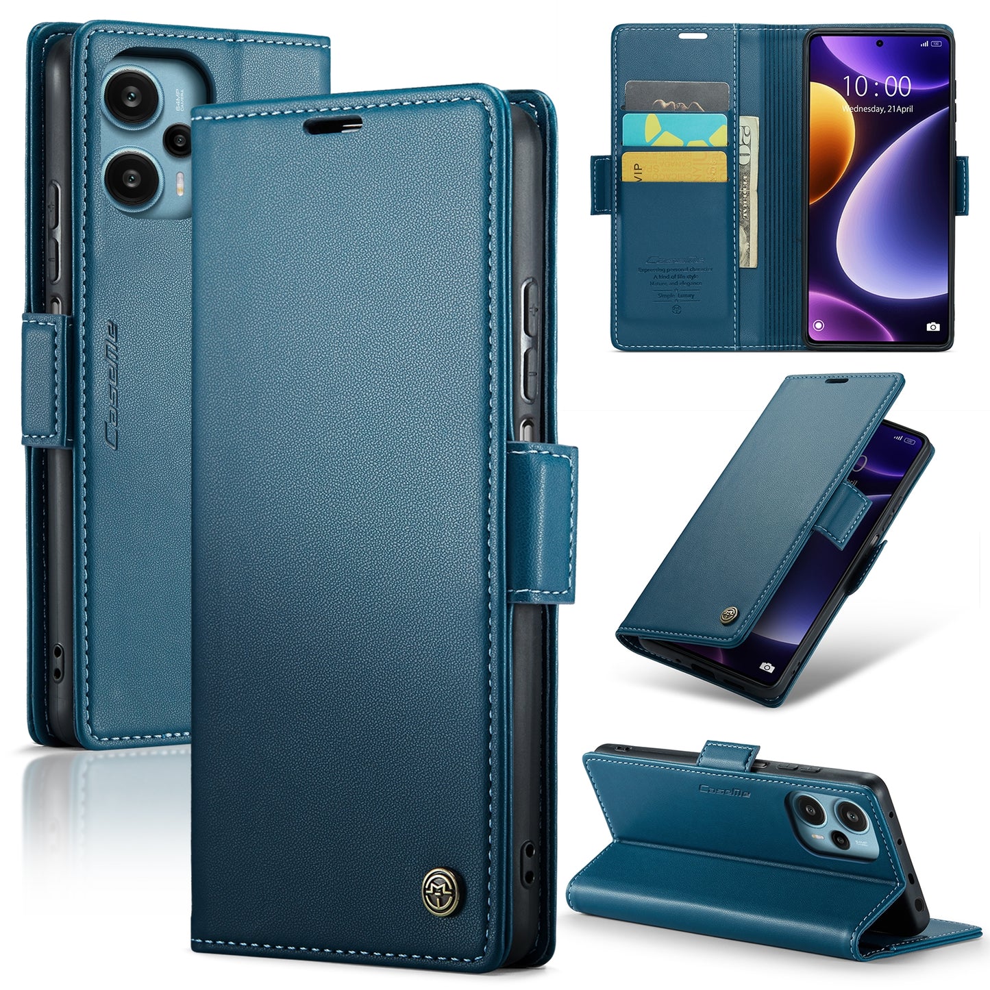 Xiaomi Poco F5 5G Leather Wallet Case - RFID Blocking, Stand Function, Card Slots
