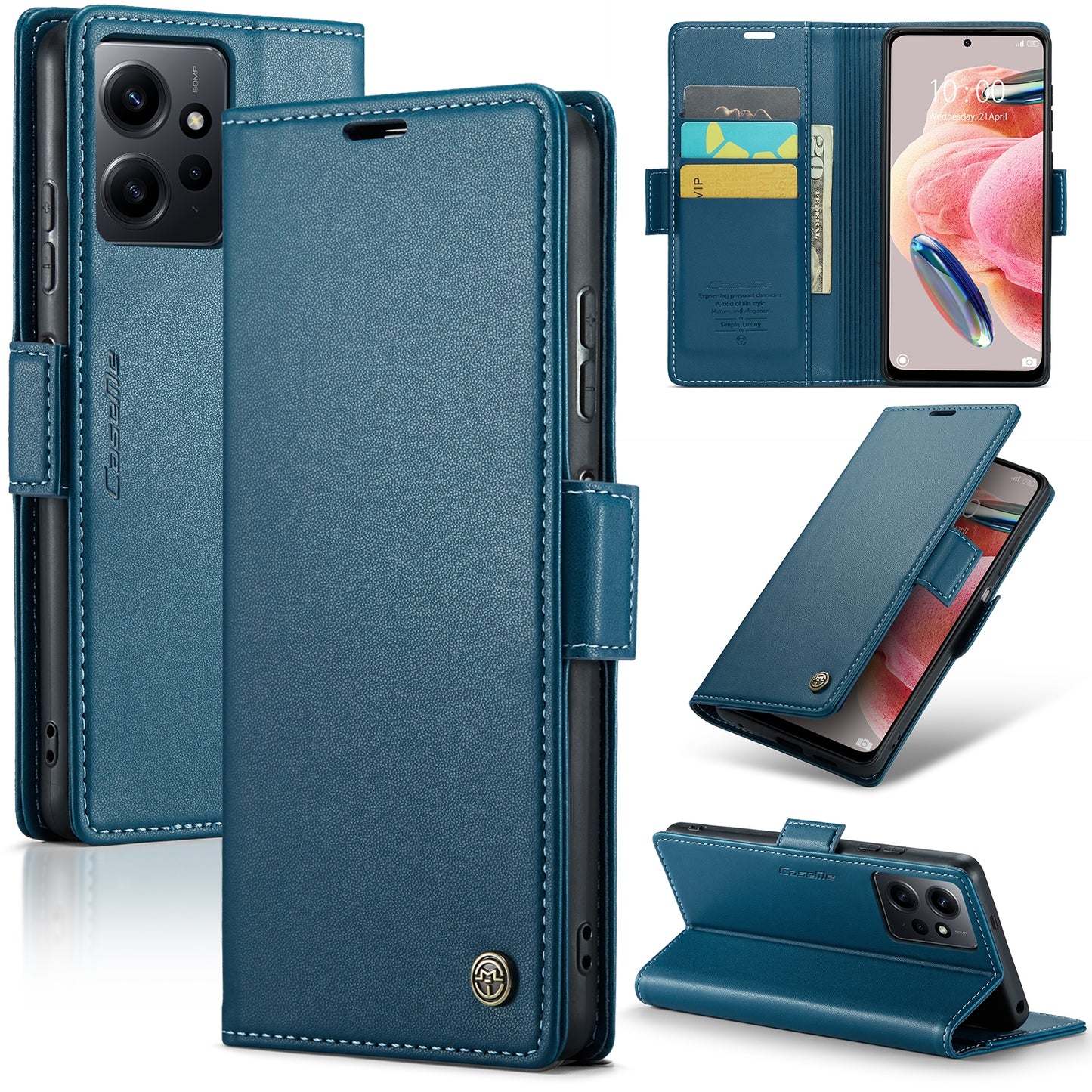 Xiaomi Redmi Note 12 4G Leather Wallet Case - RFID Blocking, Stand Function, Card Slots