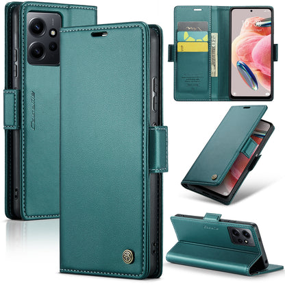 Xiaomi Redmi Note 12 4G Leather Wallet Case - RFID Blocking, Stand Function, Card Slots