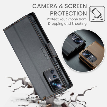 Xiaomi 12T/12T Pro Leather Wallet Case - RFID Blocking, Stand Function, Card Slots