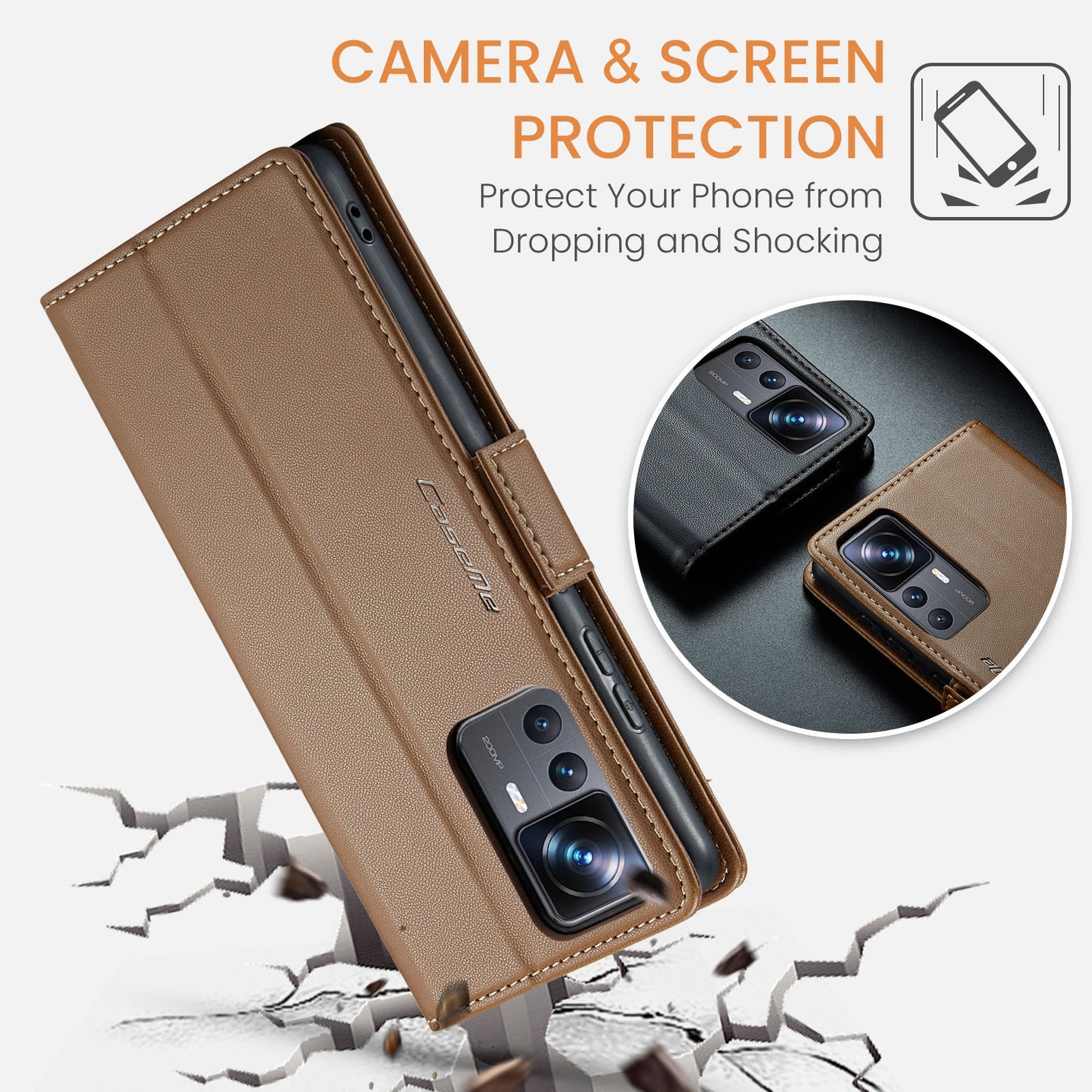 Xiaomi 12T/12T Pro Leather Wallet Case - RFID Blocking, Stand Function, Card Slots